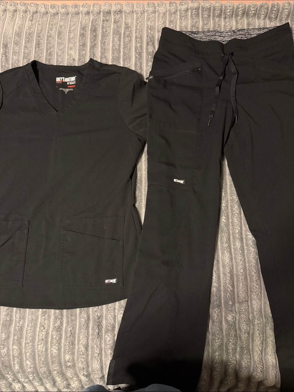 Grey's Anatomy Black Women’s Wide Leg Scrub Top & Pants Set